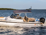 Universal Walk Around Fishing Boat T Top Bimini & Wakeboard Tower - Black Canopy, Anodized, Black, or White Tubing